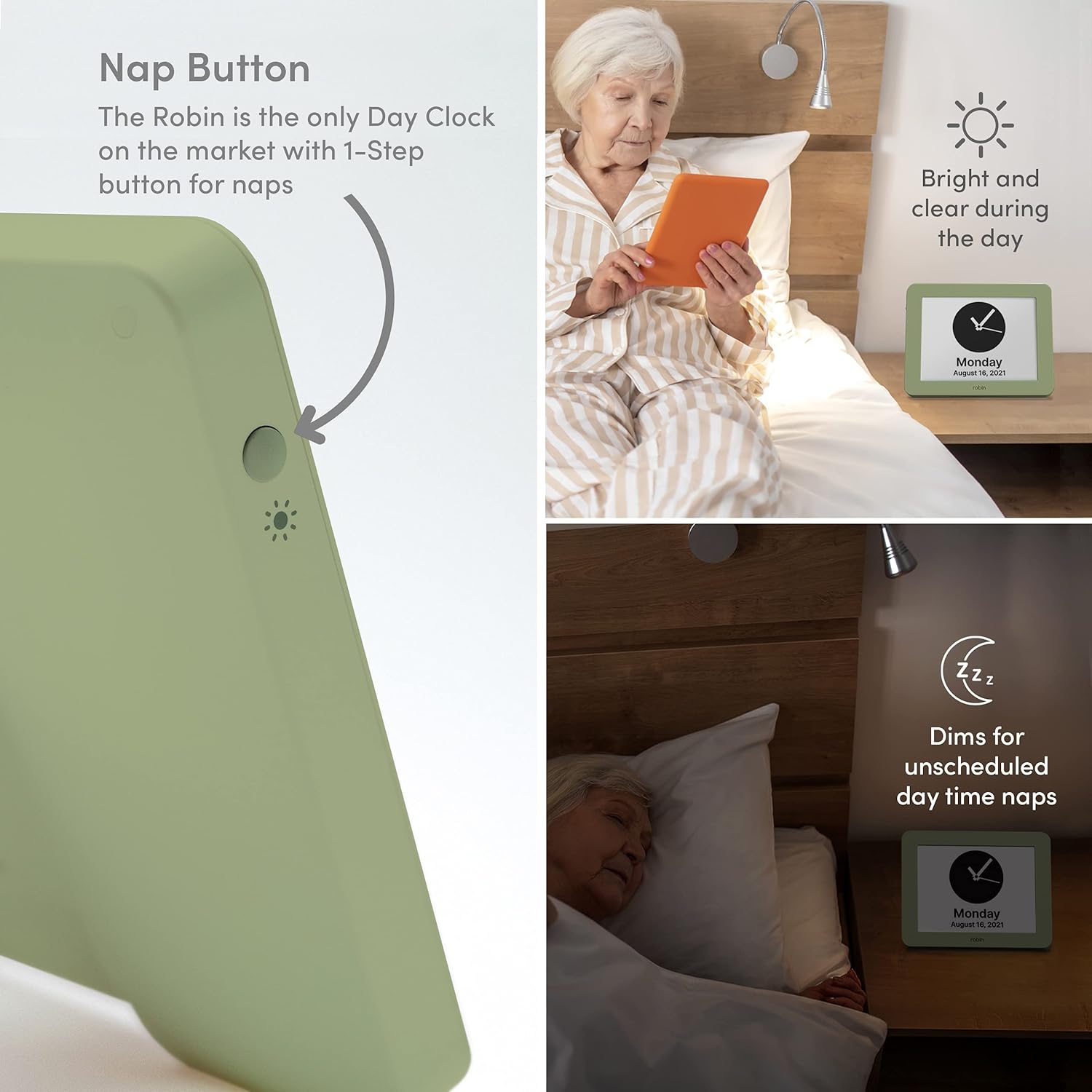 Robin 8" Day Clock Sage