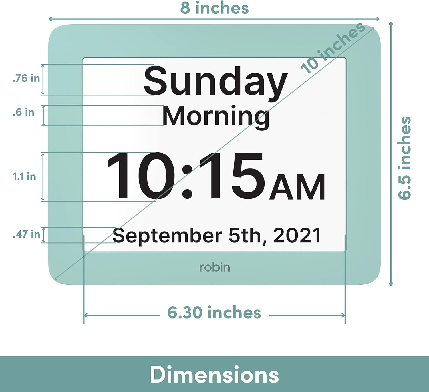 Robin 8" Day Clock Mint