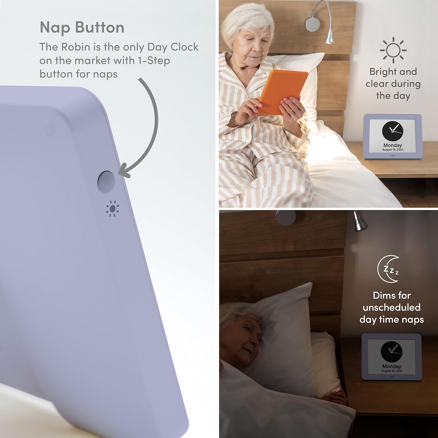 Robin 8" Day Clock Lavender