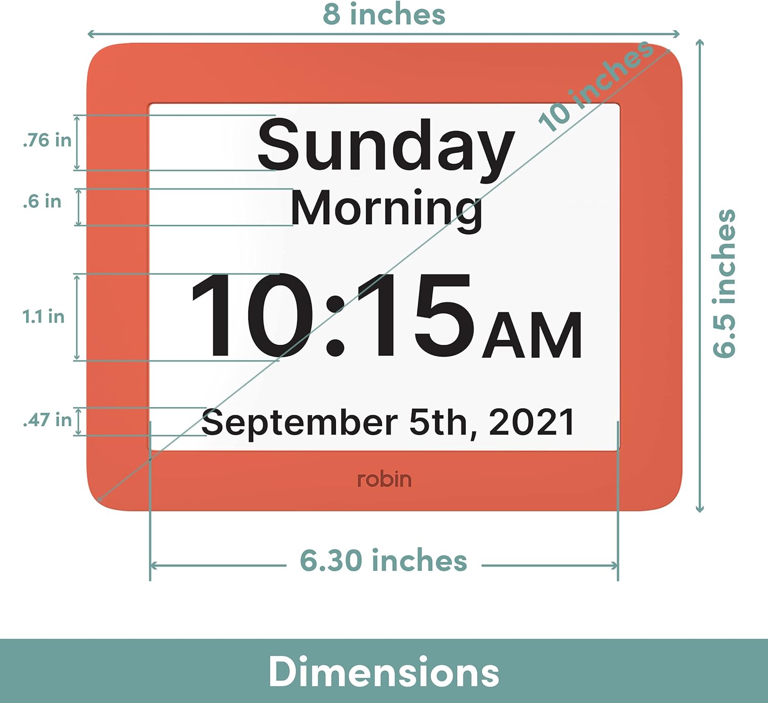 Robin 8" Day Clock Tomato