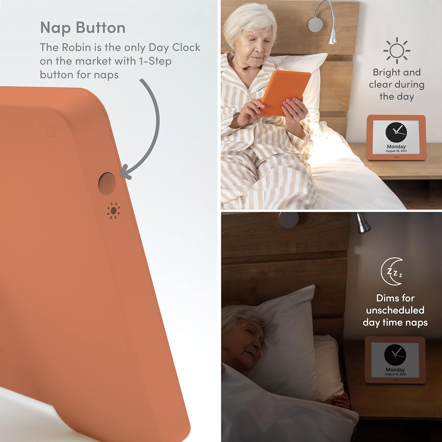 Robin 8" Day Clock Orange Blush