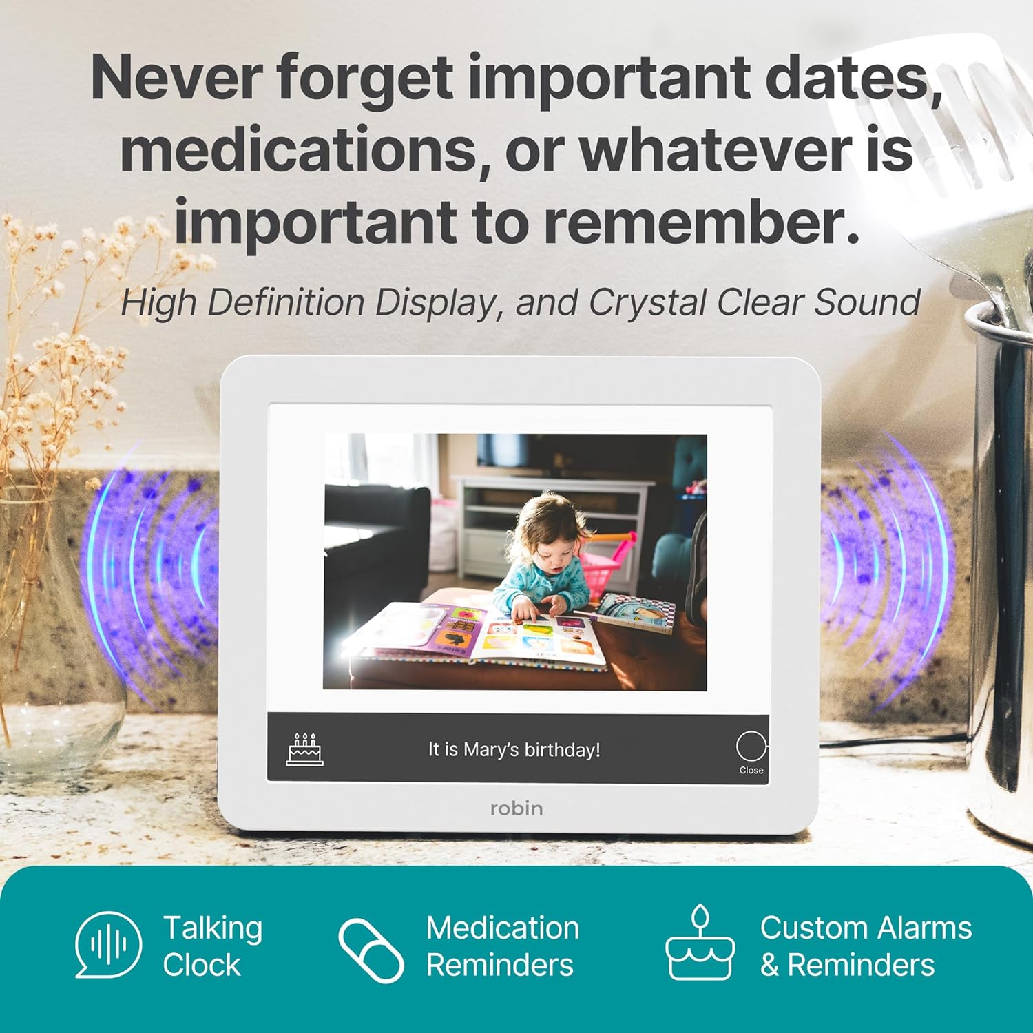 Robin 8" Day Clock White