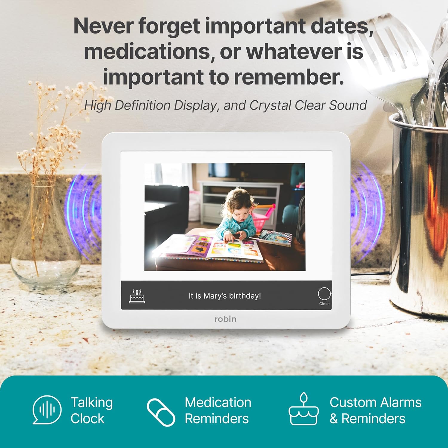 Robin 12" Day Clock White