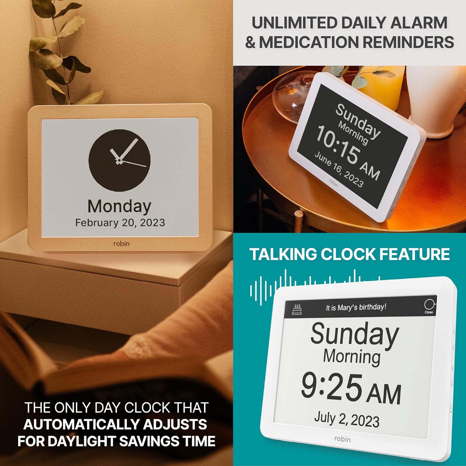 Robin 12" Day Clock White