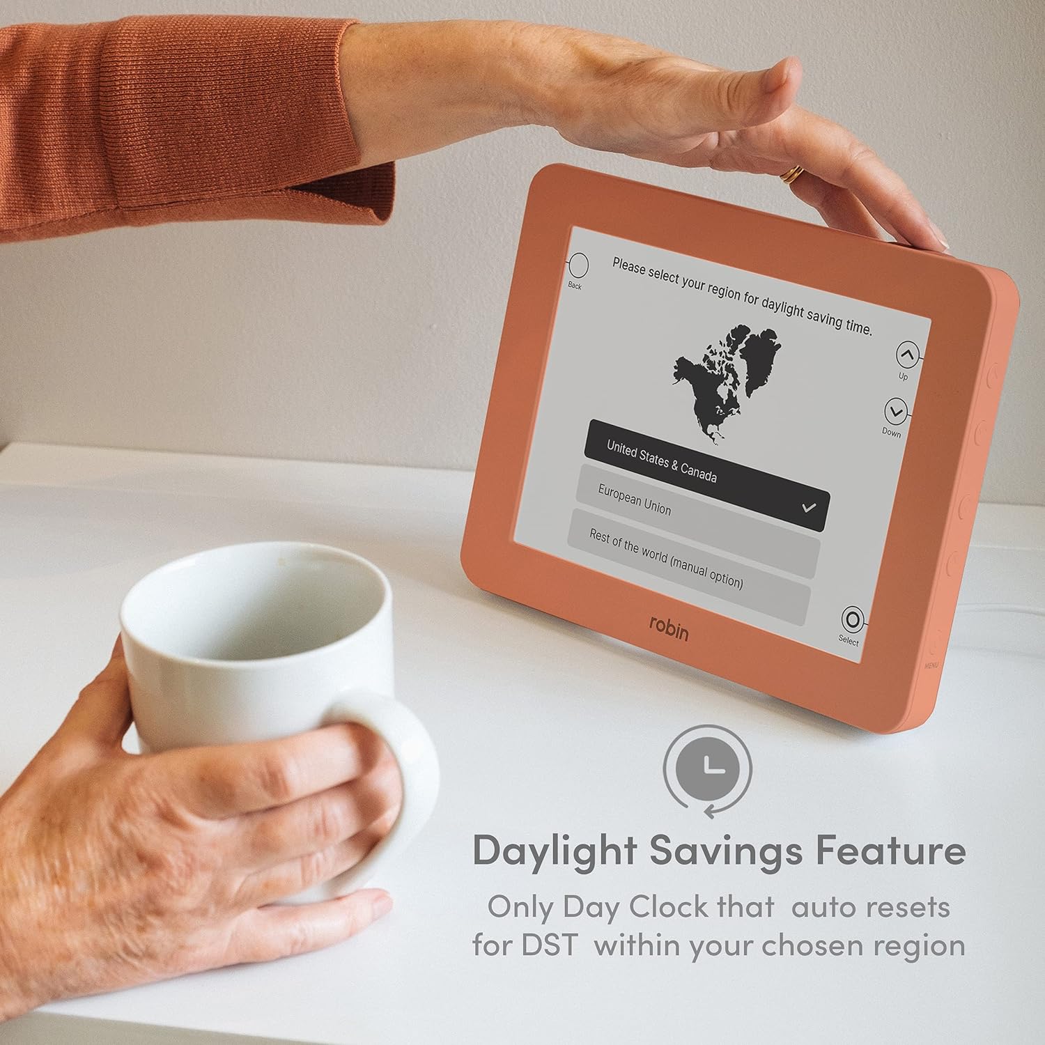 Robin 8" Day Clock Orange Blush