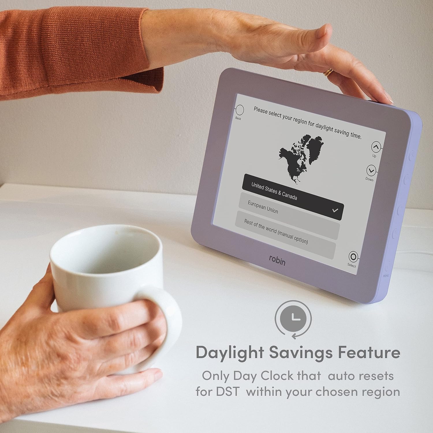 Robin 8" Day Clock Lavender